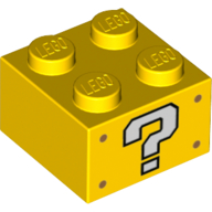 Visuel indicatif Rebrickable de Brique 2 x 2 avec motif imprimé point d'interrogation blanc (Brick 2 x 2 with White Question Mark Print)