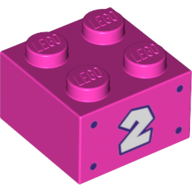 Visuel indicatif Rebrickable de Brique 2 x 2 avec motif imprimé '2' (Brick 2 x 2 with '2' Print)