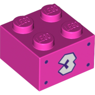 Visuel indicatif Rebrickable de Brique 2 x 2 avec motif imprimé '3' (Brick 2 x 2 with '3' Print)