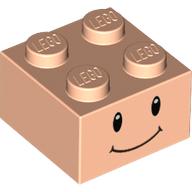 Brique 2 x 2 avec motif imprimé yeux noirs et sourire (Brick 2 x 2 with Black Eyes and Smile Print)