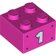 Visuel indicatif Rebrickable de Brique 2 x 2 avec motif imprimé '1' (Brick 2 x 2 with '1' Print)