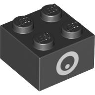 Brique 2 x 2 avec motif imprimé œil (chompe en chaîne) (Brick 2 x 2 with Eye Print (Chain Chomp))