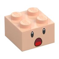 Brique 2 x 2 avec Face, Motif imprimé bouche ouverte surprise (Brick 2 x 2 with Face, Surprised Open Mouth Print)
