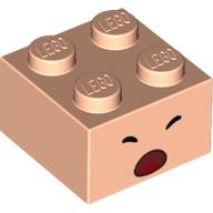 Brique 2 x 2 avec Visage, Bouche ouverte, fermé Yeux imprimés (Brick 2 x 2 with Face, Scared Open Mouth, Closed Eyes Print)