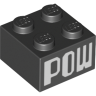 Visuel indicatif Rebrickable de Brique 2 x 2 avec motif imprimé 'POW' (Brick 2 x 2 with 'POW' Print)
