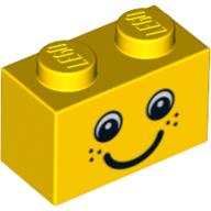 Visuel indicatif Rebrickable de Brique 1 x 2 avec yeux, taches de rousseur et sourire motif imprimé (Brick 1 x 2 with Eyes, Freckles and Smile Print)