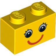 Visuel indicatif Rebrickable de Brique 1 x 2 avec des yeux et rouge sourire motif imprimé (Brick 1 x 2 with Eyes and Red Smile Print)