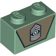Brique 1 x 2 avec emblème de l'armée sur fond noir (Brick 1 x 2 with Army Emblem on Dark Tan Background Print)