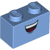 Brique 1 x 2 avec motif imprimé bouche souriante (Guido) (Brick 1 x 2 with Smiling Mouth Print (Guido))