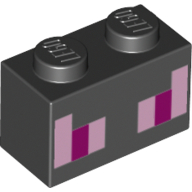 Visuel indicatif Rebrickable de Brique 1 x 2 avec motif imprimé Rectangles rose et magenta (Brick 1 x 2 with Pink and Magenta Rectangles Print)