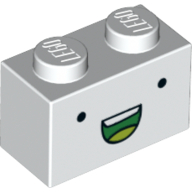 Visuel indicatif Rebrickable de Brique 1 x 2 avec petits yeux noirs, vert bouche ouverte sourire avec motif imprimé dents (Brick 1 x 2 with Small Black Eyes, Green Open Mouth Smile with Teeth Print)