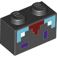 Visuel indicatif Rebrickable de Brique 1 x 2 avec motif imprimé Table d'Enchantement Pixélisée (Brick 1 x 2 with Pixelated Enchantment Table Print)