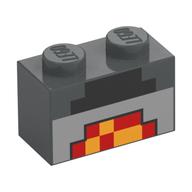 Visuel indicatif Rebrickable de Brique 1 x 2 avec motif imprimé de forge éclairée pixelisée (Brick 1 x 2 with Pixelated Lit Forge Print)