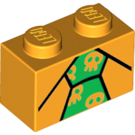 Visuel indicatif Rebrickable de Brique 1 x 2 avec motif imprimé Cravate avec Crânes (Brick 1 x 2 with Tie with Skulls Print)