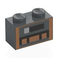 Visuel indicatif Rebrickable de Brique 1 x 2 avec motif imprimé cheminée pixélisée (Brick 1 x 2 with Pixelated Fireplace Print)