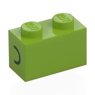 Visuel indicatif Rebrickable de Brique 1 x 2 avec motif imprimé noir 'C' / Oreille (Brick 1 x 2 with Black 'C' / Ear Print)