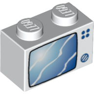 Visuel indicatif Rebrickable de Brique 1 x 2 avec motif imprimé écran de télévision bleu (Brick 1 x 2 with Blue TV Screen Print)