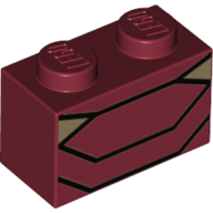 Visuel indicatif Rebrickable de Brique 1 x 2 avec motif imprimé armure Iron Man (Brick 1 x 2 with Iron Man Armour Print)