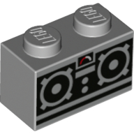 Visuel indicatif Rebrickable de Brique 1 x 2 avec télécommande tourner les boutons motif imprimé (Brick 1 x 2 with Remote Control Turn Buttons Print)