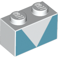 Visuel indicatif Rebrickable de Brique 1 x 2 avec motif imprimé Triangle blanc (Brick 1 x 2 with White Triangle Print)