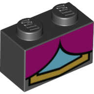 Visuel indicatif Rebrickable de Brique 1 x 2 avec cape, robe motif imprimé (Brick 1 x 2 with Cape, Dress Print)