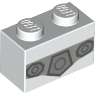 Visuel indicatif Rebrickable de Brique 1 x 2 avec champ gris bleuté clair, formes gris bleuté foncé imprimé (Brick 1 x 2 with Light Bluish Grey Field, Dark Bluish Grey Shapes Print)