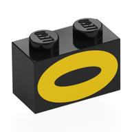 Visuel indicatif Rebrickable de Brique 1 x 2 avec motif imprimé jaune ovale (Brick 1 x 2 with Yellow Oval Print)