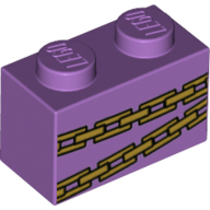 Visuel indicatif Rebrickable de Brique 1 x 2 avec motif imprimé de chaînes en or (Brick 1 x 2 with Gold Chains Print)
