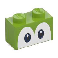 Brique 1 x 2 avec motif imprimé yeux bleus (Yoshi) (Brick 1 x 2 with Blue Eyes (Yoshi) Print)