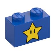 Visuel indicatif Rebrickable de Brique 1 x 2 avec étoile avec yeux motif imprimé (Brick 1 x 2 with Star with Eyes Print)