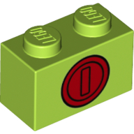 Visuel indicatif Rebrickable de Brique 1 x 2 avec motif imprimé pièce de monnaie rouge (Brick 1 x 2 with Red Coin Print)