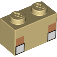 Visuel indicatif Rebrickable de Brique 1 x 2 avec motif imprimé yeux carrés blancs (Brick 1 x 2 with White Square Eyes Print)