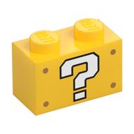 Visuel indicatif Rebrickable de Brique 1 x 2 avec le point d'interrogation blanc '?' imprimé (Brick 1 x 2 with White Question Mark '?' Print)