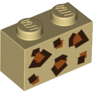 Visuel indicatif Rebrickable de Brique 1 x 2 avec motif imprimé de taches d'animaux angulaires (Brick 1 x 2 with Angular Animal Spots Print)