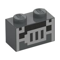 Visuel indicatif Rebrickable de Brique 1 x 2 avec motif imprimé de grille de four pixélisé (Brick 1 x 2 with Pixelated Furnace Grill Print)
