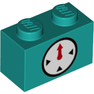 Visuel indicatif Rebrickable de Brique 1 x 2 avec horloge minuterie sur deux côtés motif imprimé (Brick 1 x 2 with Clock Timer on Two Sides Print)