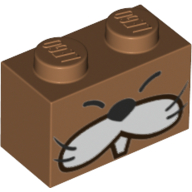 Brique 1 x 2 avec Face, motif imprimé Monty Mole (Brick 1 x 2 with Face, Monty Mole Print)