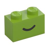 Visuel indicatif Rebrickable de Brique 1 x 2 avec ligne courbe noire / motif imprimé sourire (Brick 1 x 2 with Black Curved Line / Smile Print)
