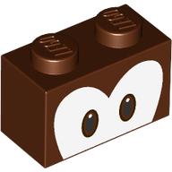 Brique 1 x 2 avec motif imprimé yeux connectés (Brick 1 x 2 with Connected Eyes Print)