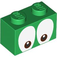 Brique 1 x 2 avec motif imprimé Yeux Bruns (Brick 1 x 2 with Brown Eyes Print)