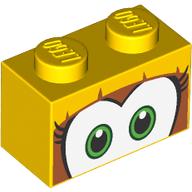 Brique 1 x 2 avec motif imprimé Yeux Verts et Cils (Brick 1 x 2 with Green Eyes and Eyelashes Print)