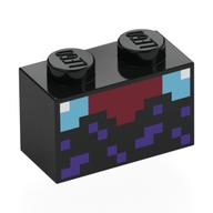 Visuel indicatif Rebrickable de Brique 1 x 2 avec motif imprimé Table d'Enchantement Pixélisée (Brick 1 x 2 with Pixelated Enchantment Table Print)