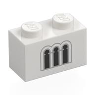 Visuel indicatif Rebrickable de Brique 1 x 2 avec motif imprimé de fenêtres gris bleuté clair/noir (Brick 1 x 2 with Light Bluish Grey/Black Windows Print)