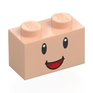 Brique 1 x 2 avec motif imprimé Visage, Sourire, Rouge/Rouge foncé (Brick 1 x 2 with Face, Smiling, Red/Dark Red Mouth Print)