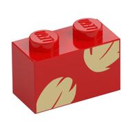 Brique 1 x 2 avec motif imprimé feuilles beiges (Brick 1 x 2 with Tan Leaves Print)