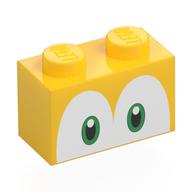 Brique 1 x 2 avec yeux verts (koopa trowa) motif imprimé (Brick 1 x 2 with Green Eyes (Koopa Troopa) Print)