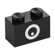 Visuel indicatif Rebrickable de Brique 1 x 2 avec motif imprimé œil blanc (Brick 1 x 2 with White Eye Print)