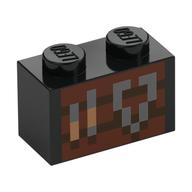 Visuel indicatif Rebrickable de Brique 1 x 2 avec des outils pixellisés sur motif imprimé en bois (Brick 1 x 2 with Pixelated Tools on Wood Print)