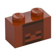 Visuel indicatif Rebrickable de Brique 1 x 2 avec motif imprimé visage squelette brun rougeâtre (Brick 1 x 2 with Reddish Brown Skeleton Face Print)