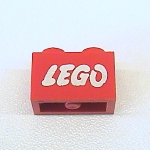 Visuel indicatif Rebrickable de Brique 1 x 2 avec logo LEGO ouvert o blanc sans motif imprimé contour (Brick 1 x 2 with LEGO Logo Open O White with no Outline Print)